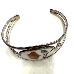 Alpaca Silver and White Cuff Bracelet